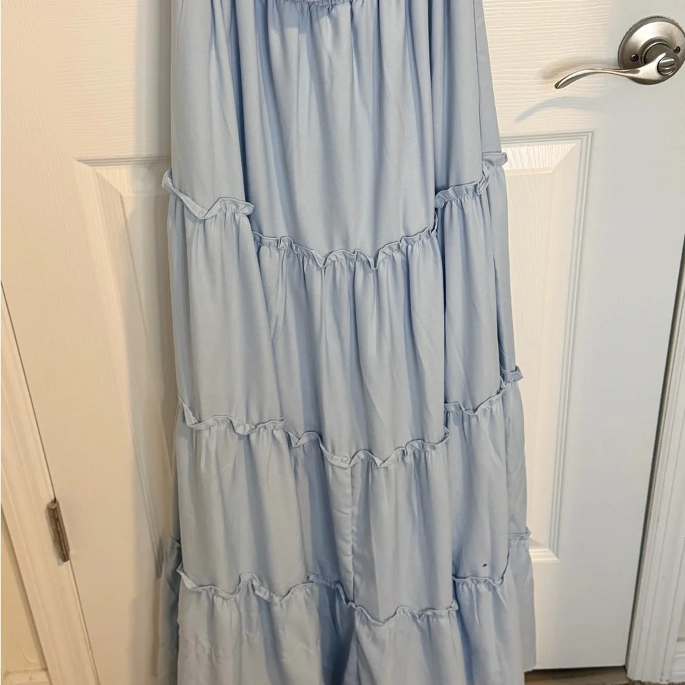 Lascana (Victoria Secret) Light Blue off the shoulder tiered Maxi Dress - Picture 9 of 13
